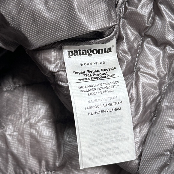 Patagonia Micro Puff Insulated Synthetic Puffer Gray Hooded Jacket Womens Small - Picture 7 of 9